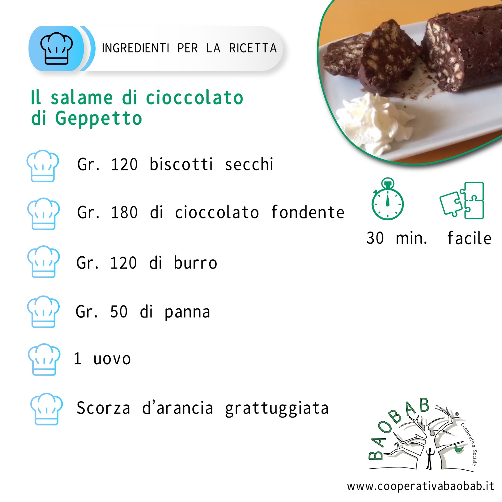 ingredienti salame al cioccolato